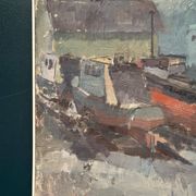 Original Swedish Oil On Canvas – “Boats” By Ingemar Stragnell – Signed – Vintage & Framed