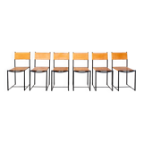 Spaghetti chairs with leather seats by Giandomenico Belotti for Alias, Italy, 1979, set of 6.