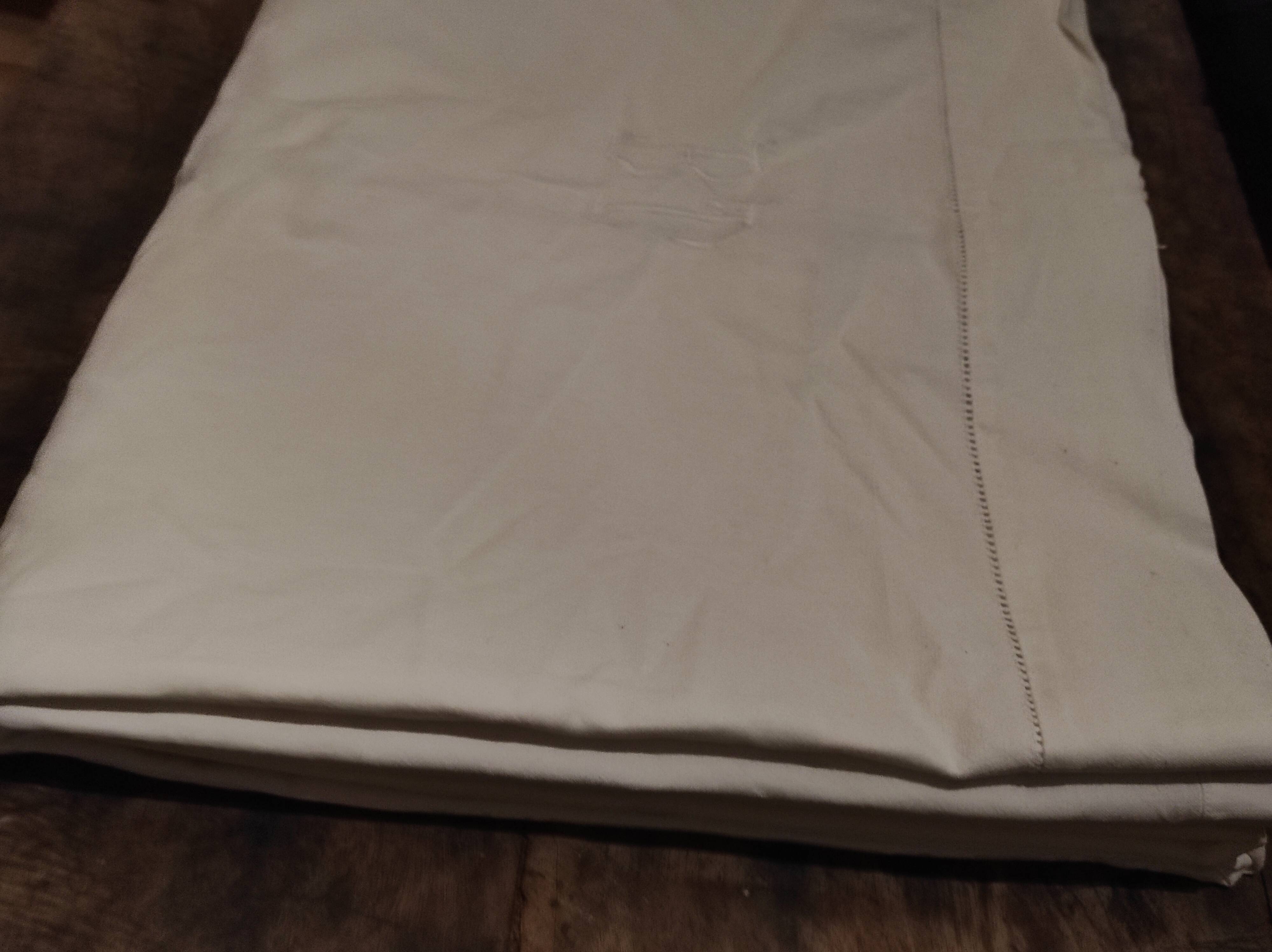 Old top sheet with embroidery of days and monogram bt 195x300 cm