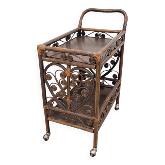 Rattan bar trolley