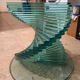 90s Sculptural Glass Coffee Table - Aqua Spiral Base