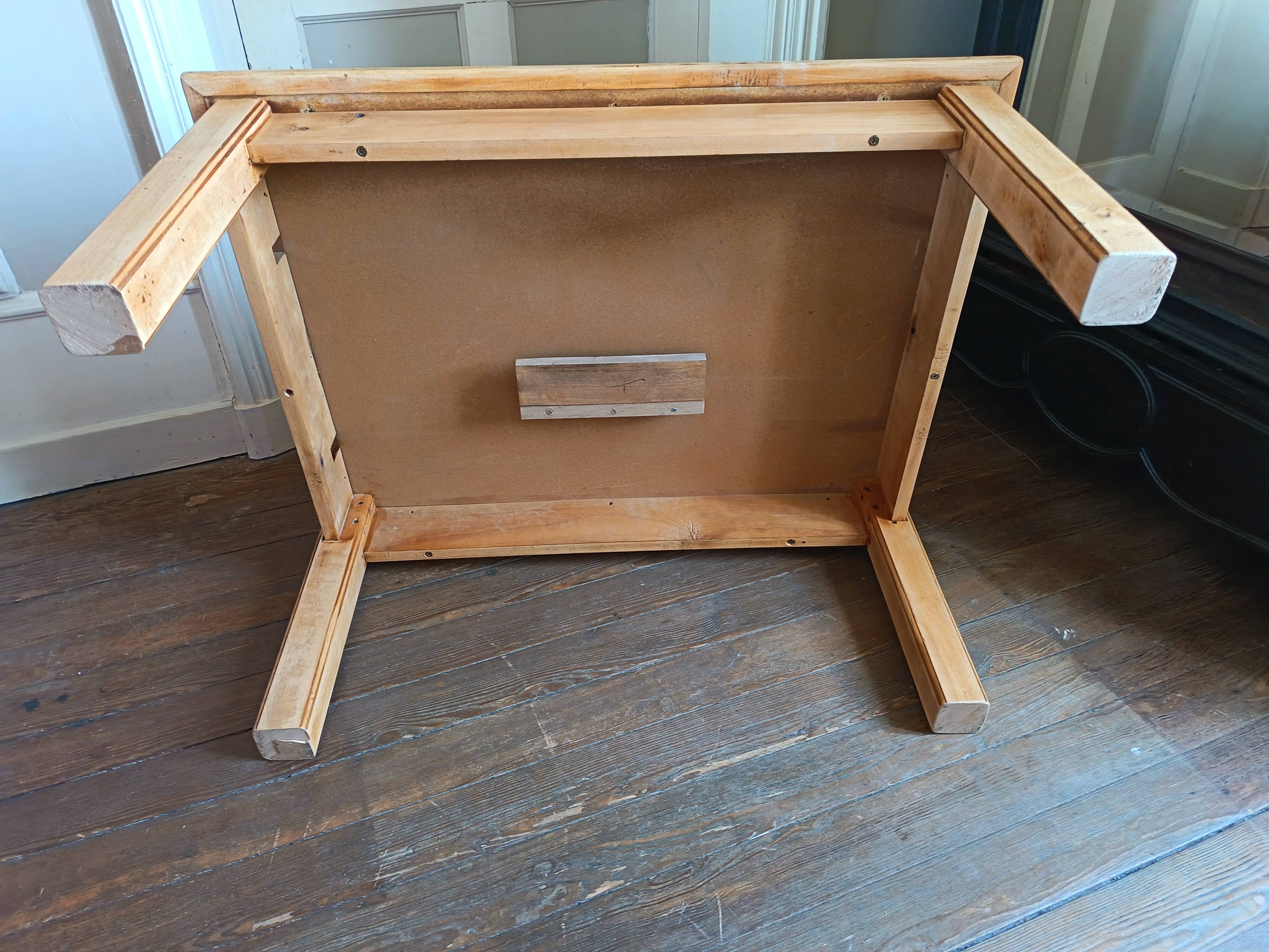 Table basse de ferme en bois patiné avec rallonge