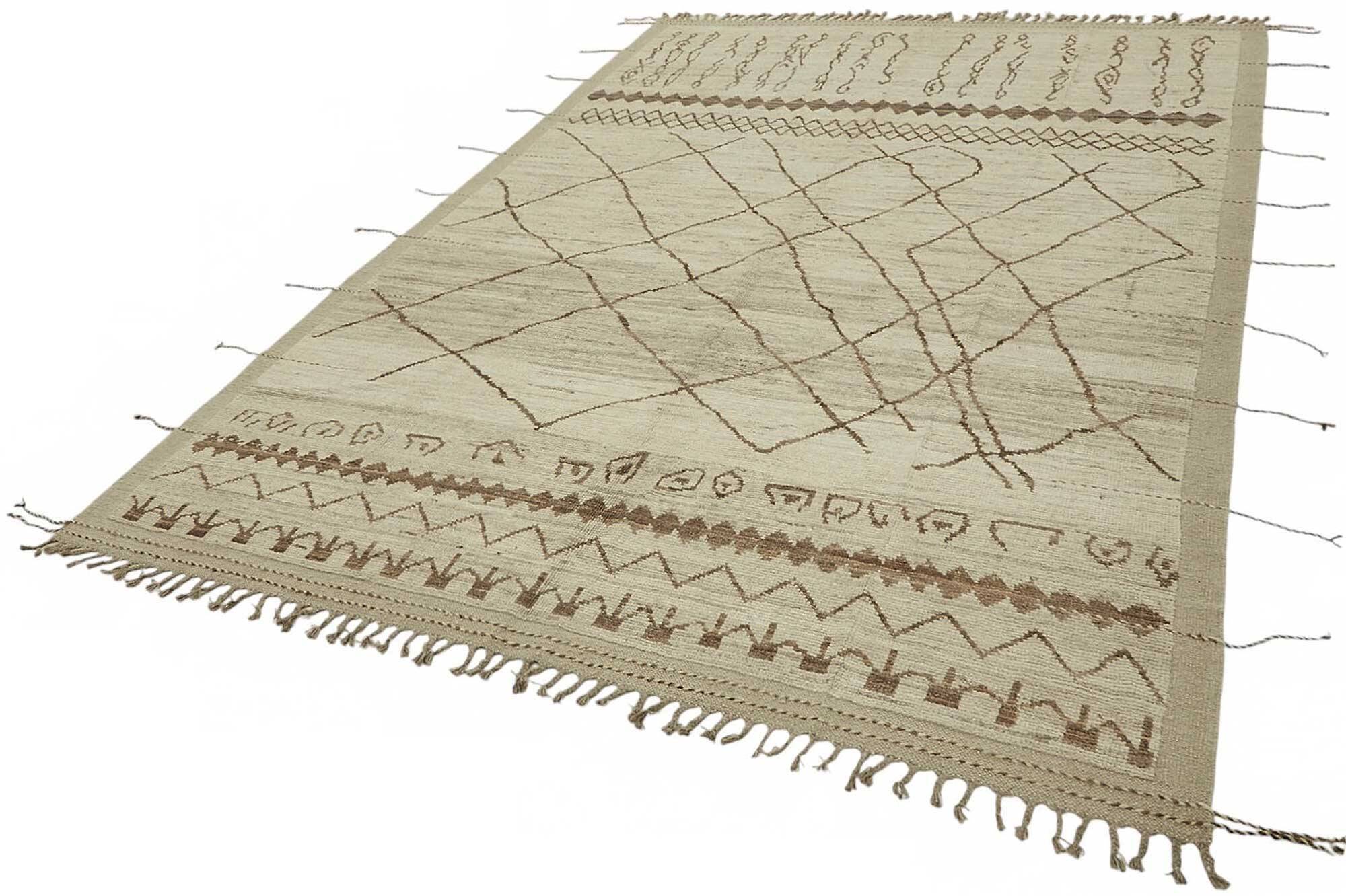 Hand-Knotted Tribal Unique 212 cm x 311 cm Beige Wool Carpet