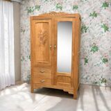 Parisian art deco hotel wardrobe in solid raw oak 1930