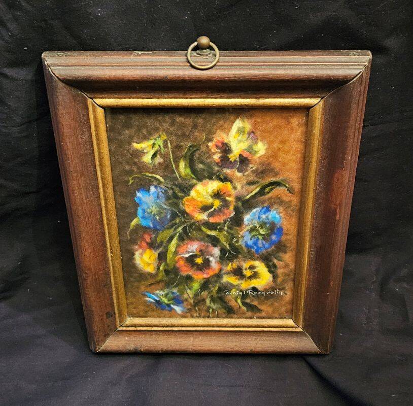 Daniel Rocquelin - Pastel Still Life Floral Composition "Pansies"