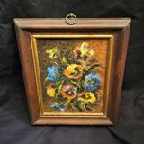 Daniel Rocquelin - Pastel Still Life Floral Composition "Pansies"