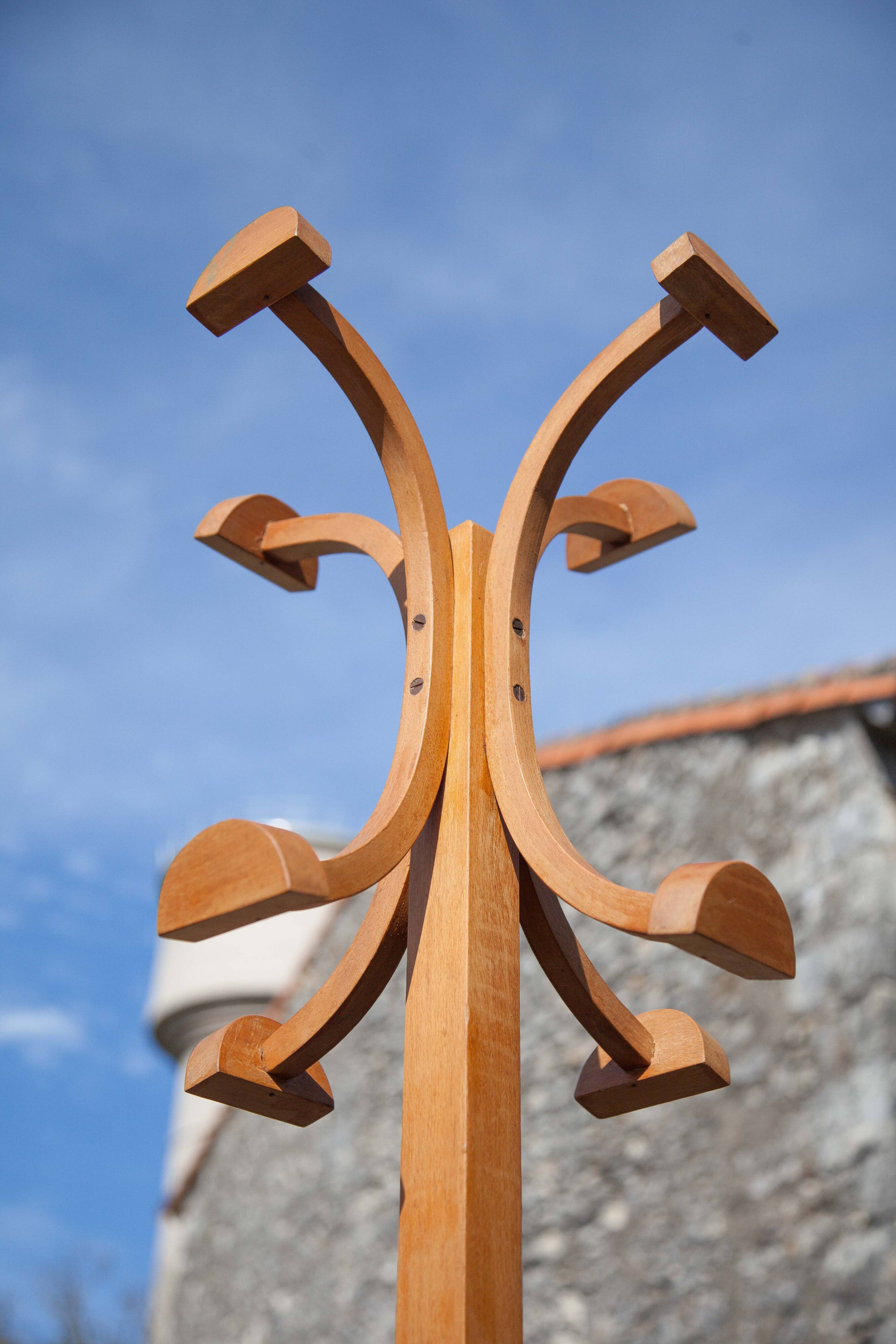 Vintage wooden coat rack, wooden coat rack, entrance hall furniture, dressing room