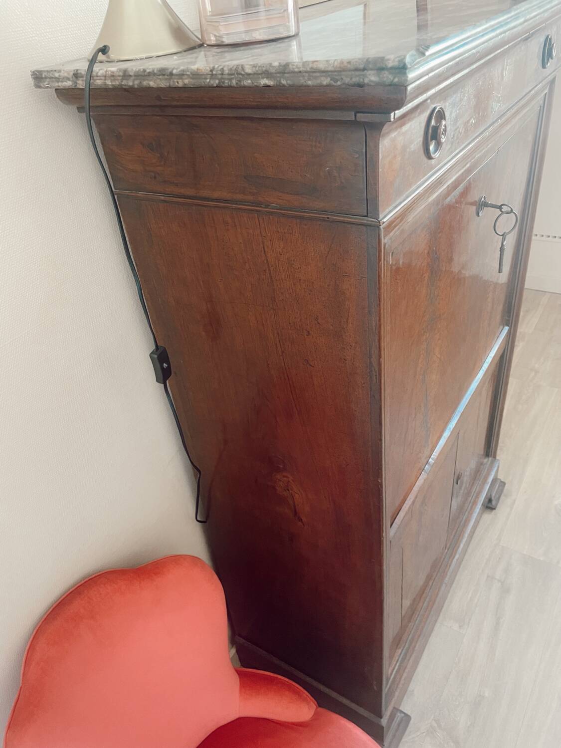 Secrétaire Louis Philippe bois et marbre