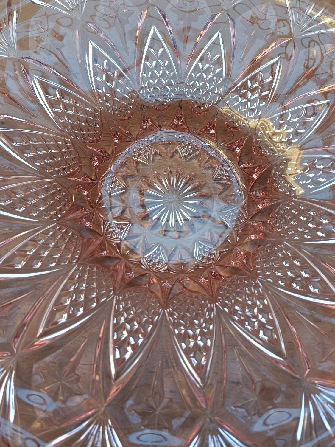 Grand plat Art déco verre rose