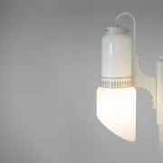Vintage Vistosi Sytle Space Age Floor Lamp, Iron & Opaline Glass, 1970s