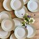 Set of 12 white, mint and gold flat plates, Mosèle de Lunéville
