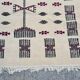 Hand-made black and pink white wool rug  210x105cm
