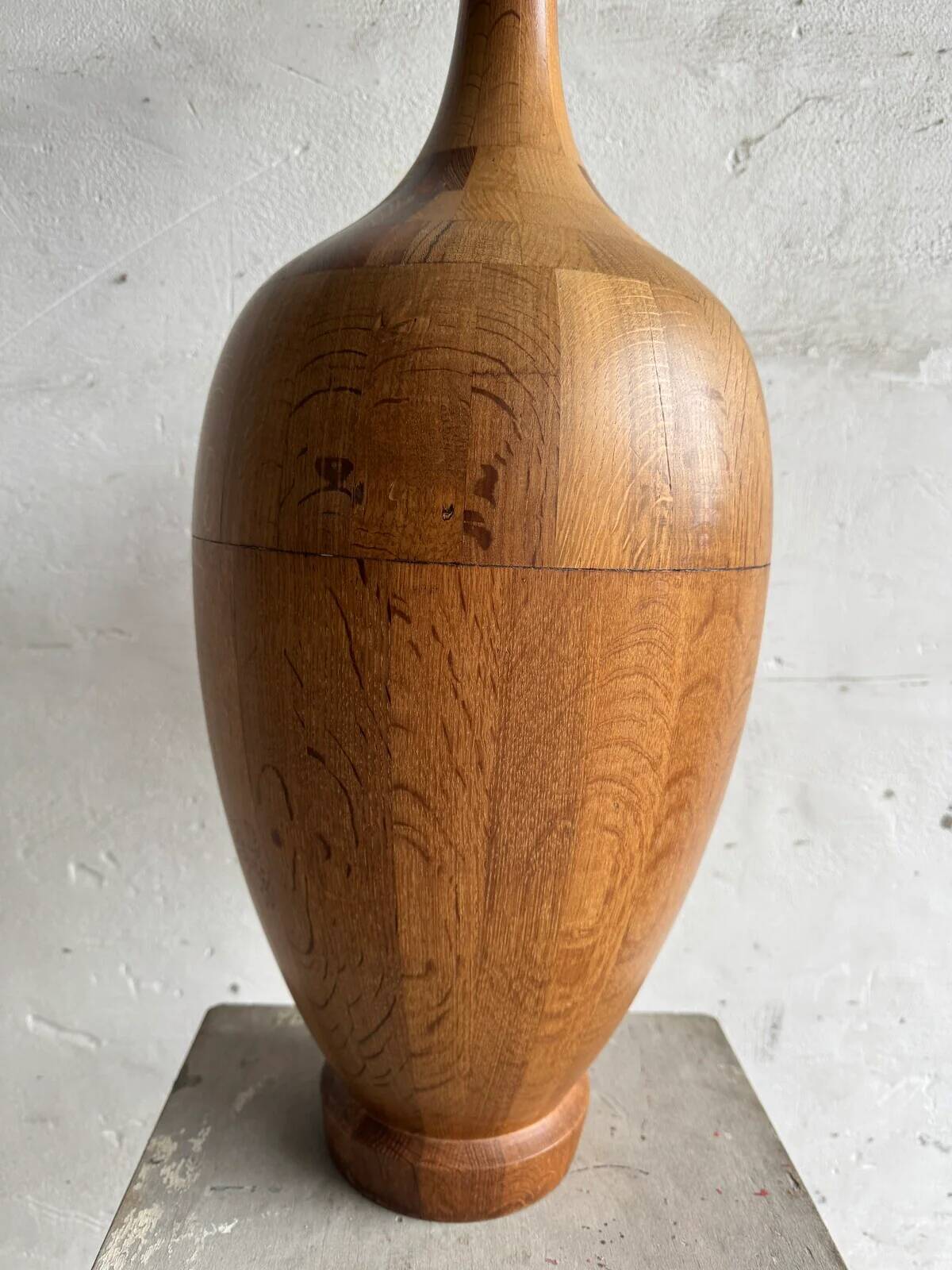 Tall Sculptural Solid Wood Vase, Natural Brown Finish, Minimalist Turned Art Object, 73.5 cm
