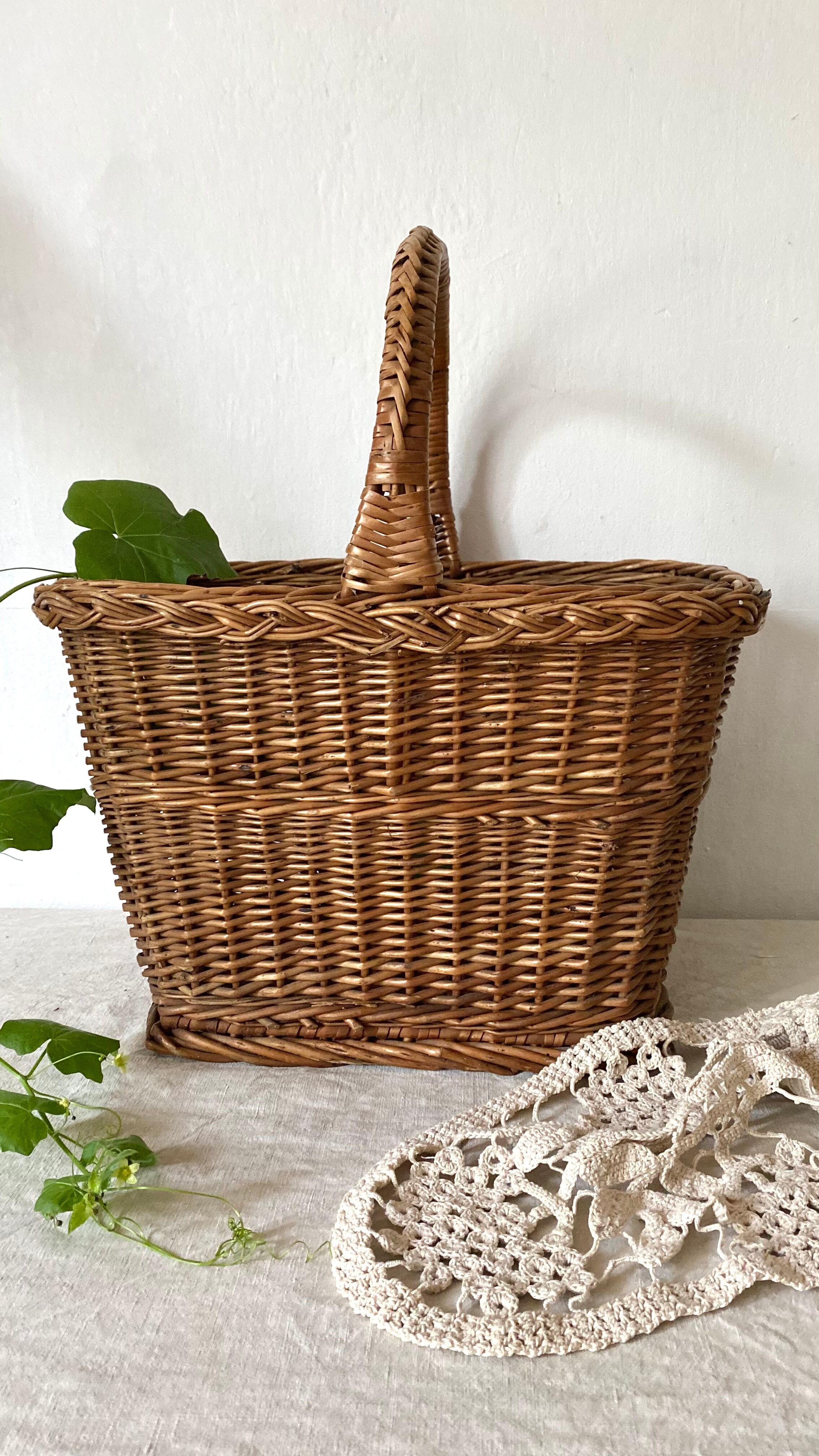 Vintage basket in woven rattan
