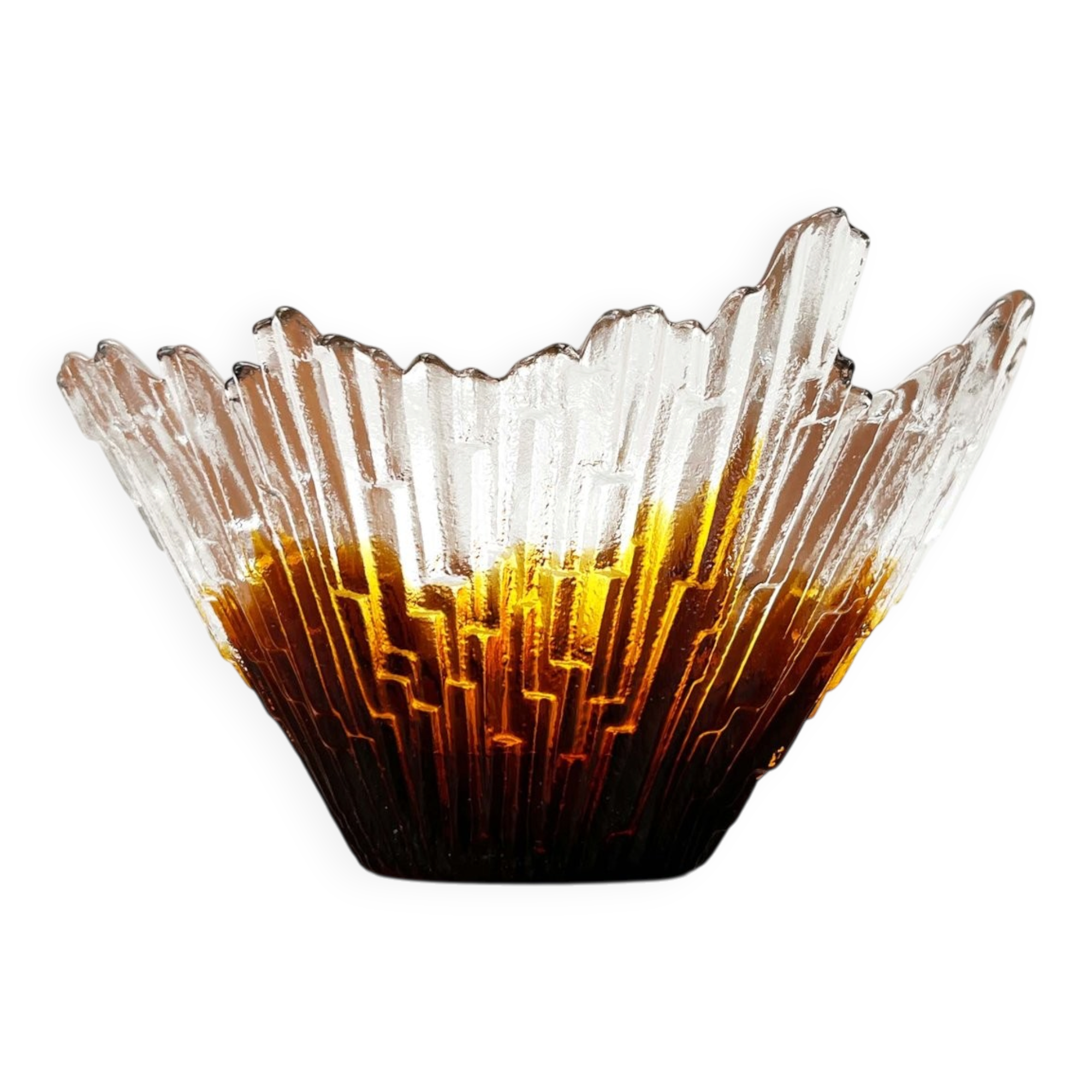 Glass bowl from the modern Revontulet series by Tauno Wirkkala for Humppila, Finland, 1960s.