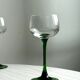 8 stemmed glasses with green stems, Alsatian wine glasses.