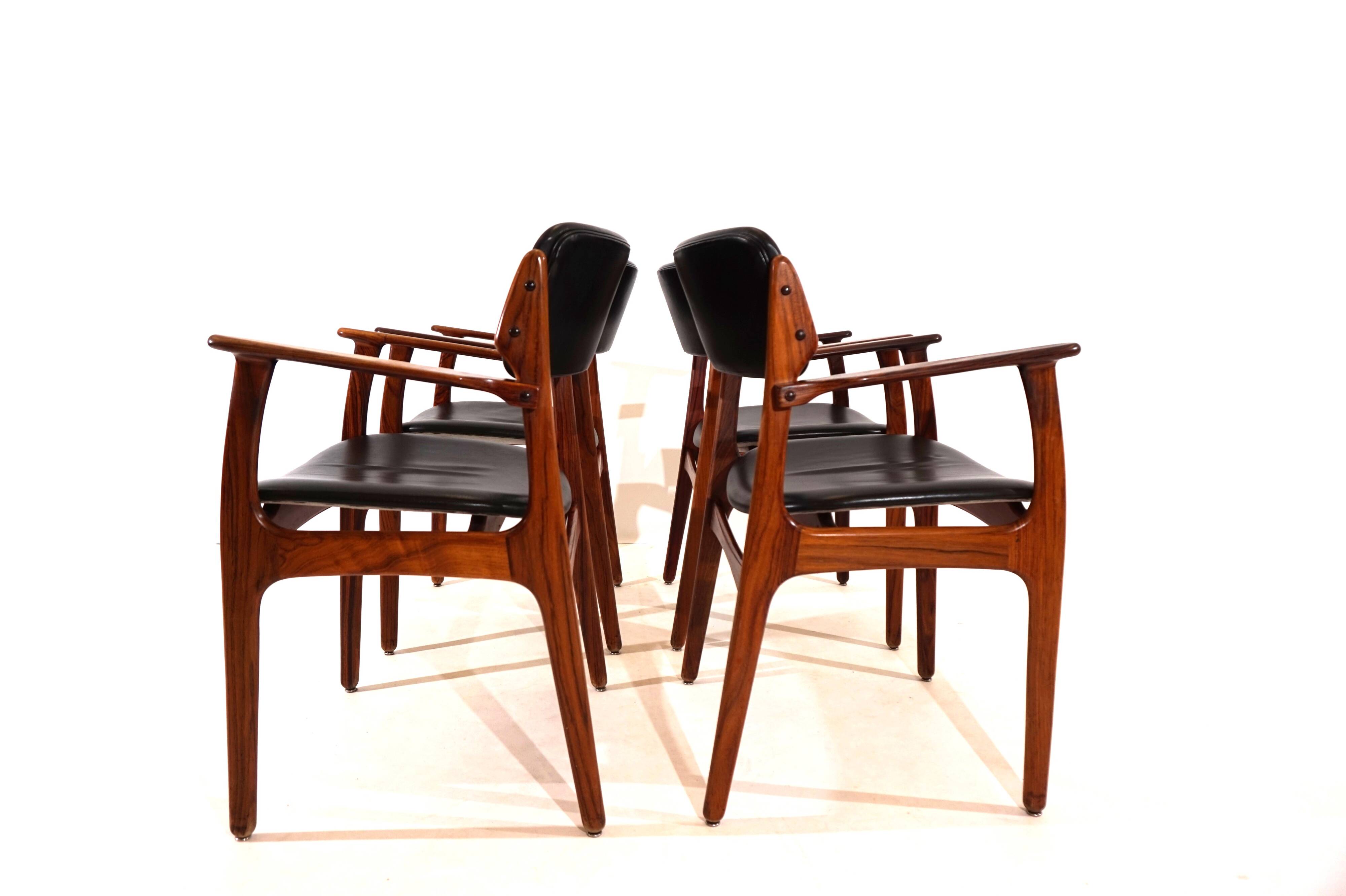 Erik Buck lot de 4 chaises de salle à manger en palissandre OD 50 pour OD Mobler