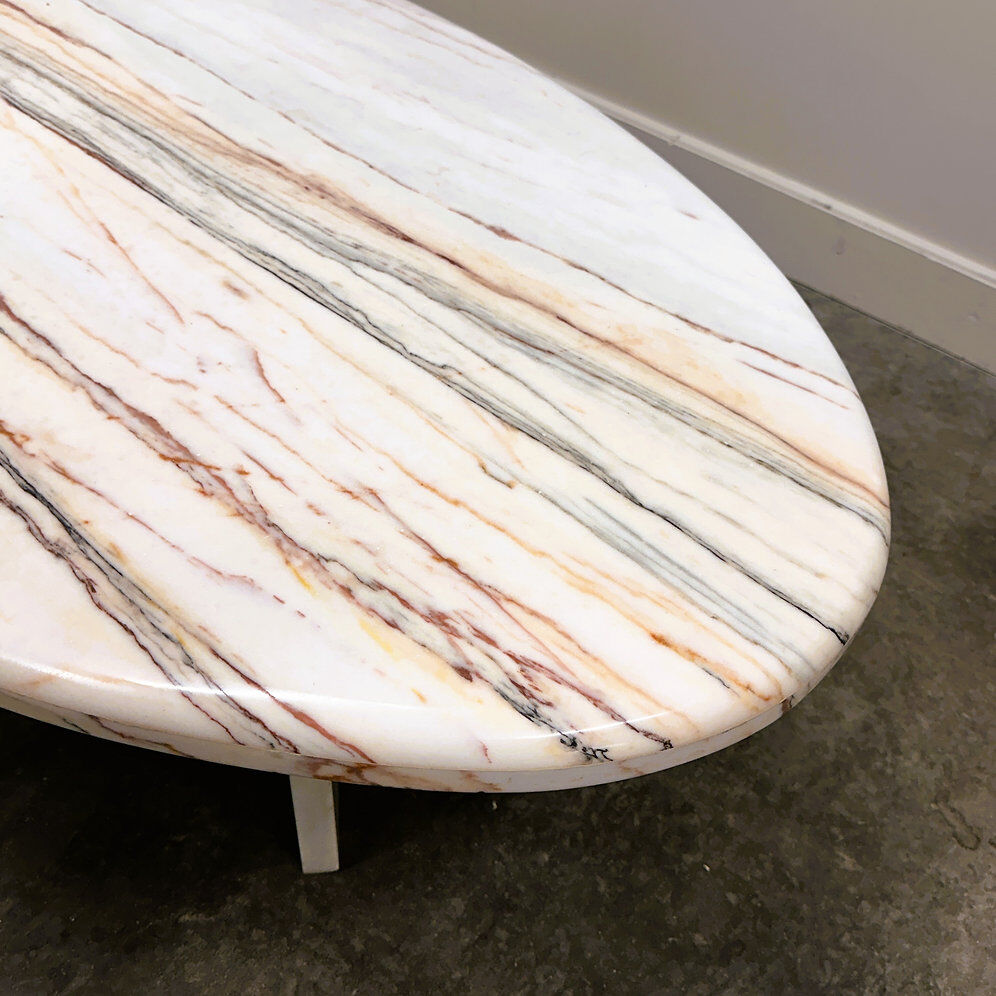 Oval Breccia Sarda Striato marble coffee table, Italy 1980s