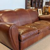 Leather club 3 places sofa 50s