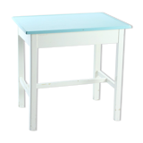 Table de ferme en bois blanc et turquoise tchécoslovaque, années 1950