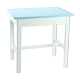 Table de ferme en bois blanc et turquoise tchécoslovaque, années 1950