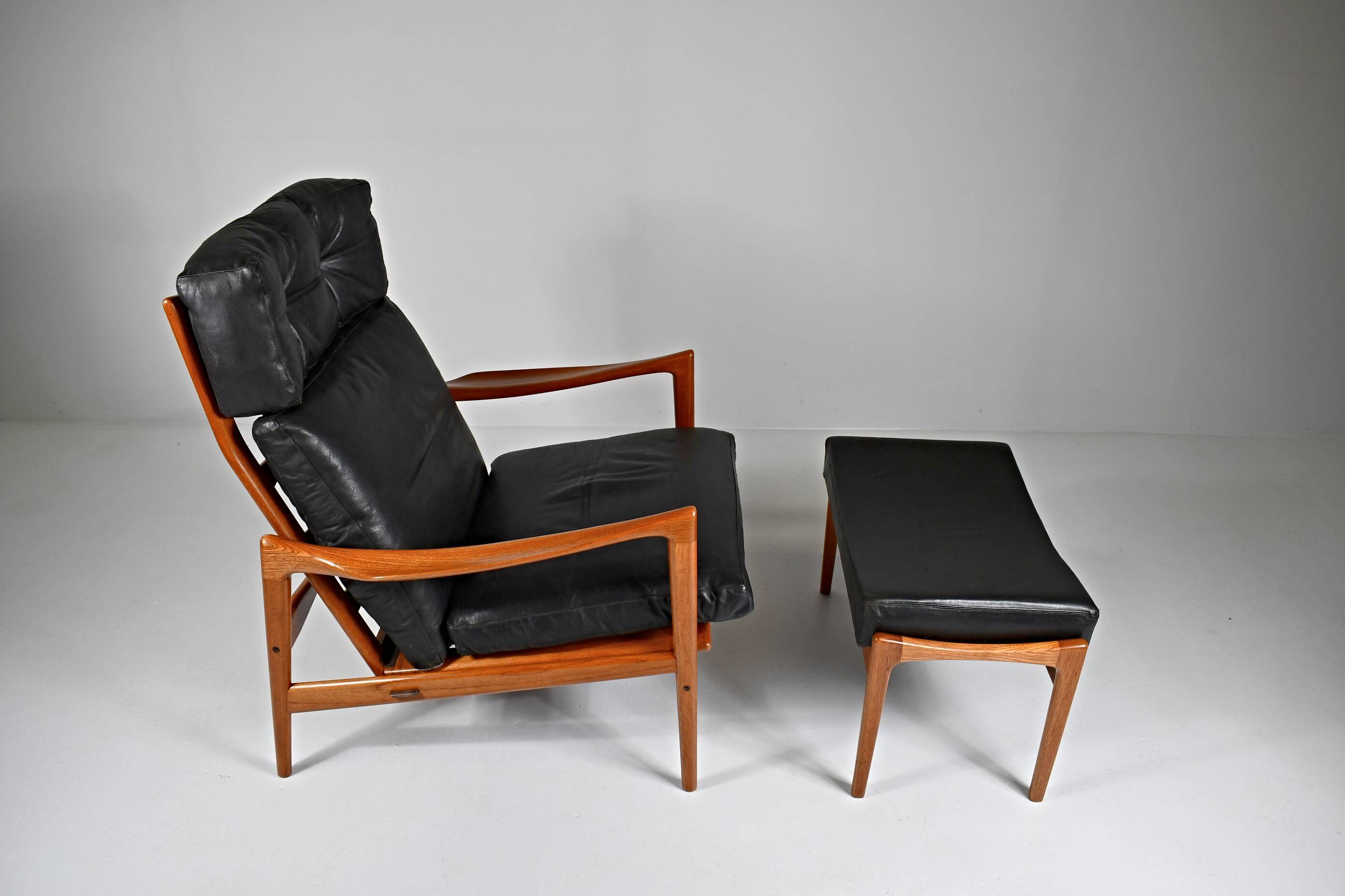 Armchair and footrest by Ib Kofod-Larsen for OPE, Sweden