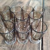 Set of 10 vintage Luminarc liqueur wine glasses, smoked Sweden model