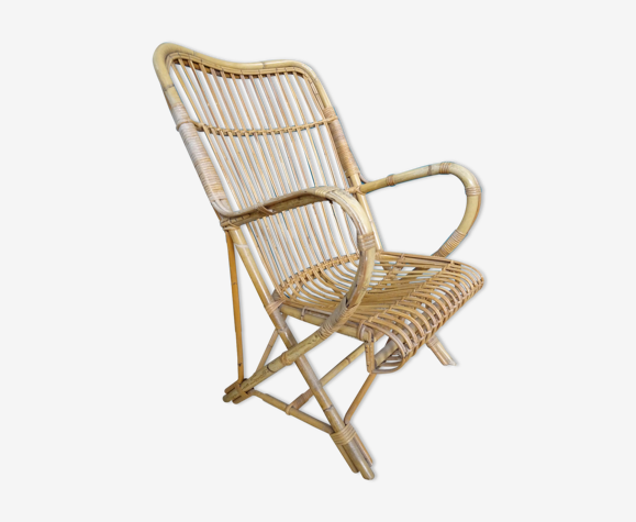 Fauteuil rotin haut dossier