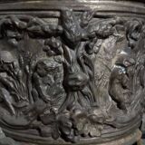 Paire de Cache-pots 19ème Siècle en Cuivre-Laiton Avec Putti en Repoussé