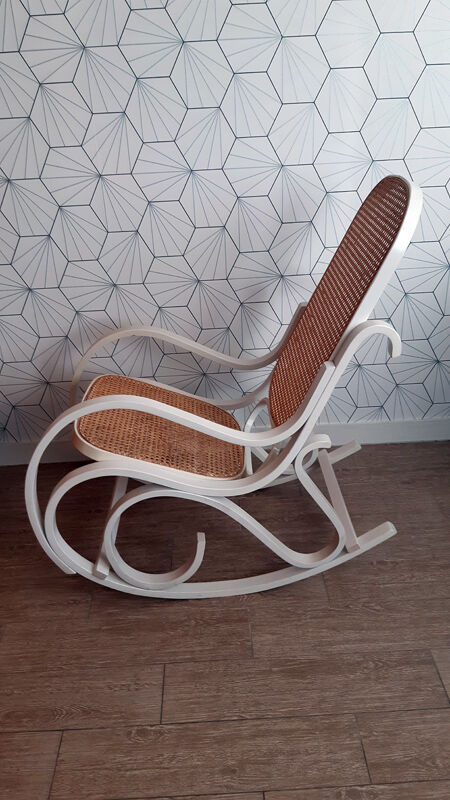 Rocking-chair "vintage" white and canning.