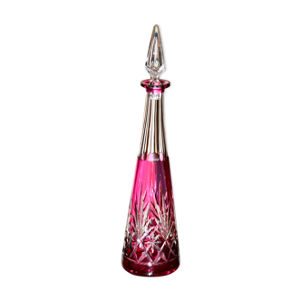 SAINT-LOUIS, Massenet. Tapered Rhine wine carafe, lined-cut crystal.