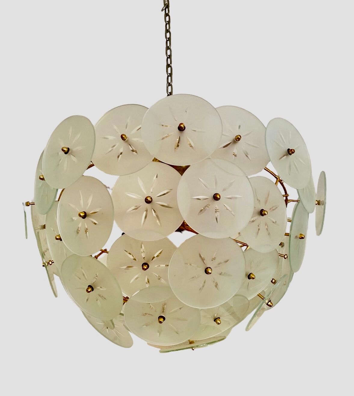 Veca ceiling lamp floral model gold structure, italy 1980s