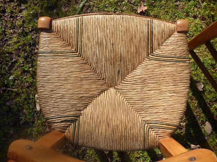 2 Solid wood straw chairs