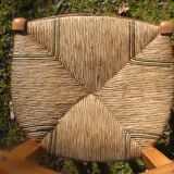 2 Solid wood straw chairs