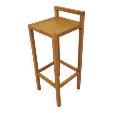 Vintage Beech Wood Bar Stool: Minimalist Japandi Kitchen Island Chair
