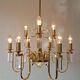 Crystal and gilded brass chandelier Mid Century 1970s