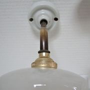 Pair of porcelain sconces brass glass of clchy white art deco