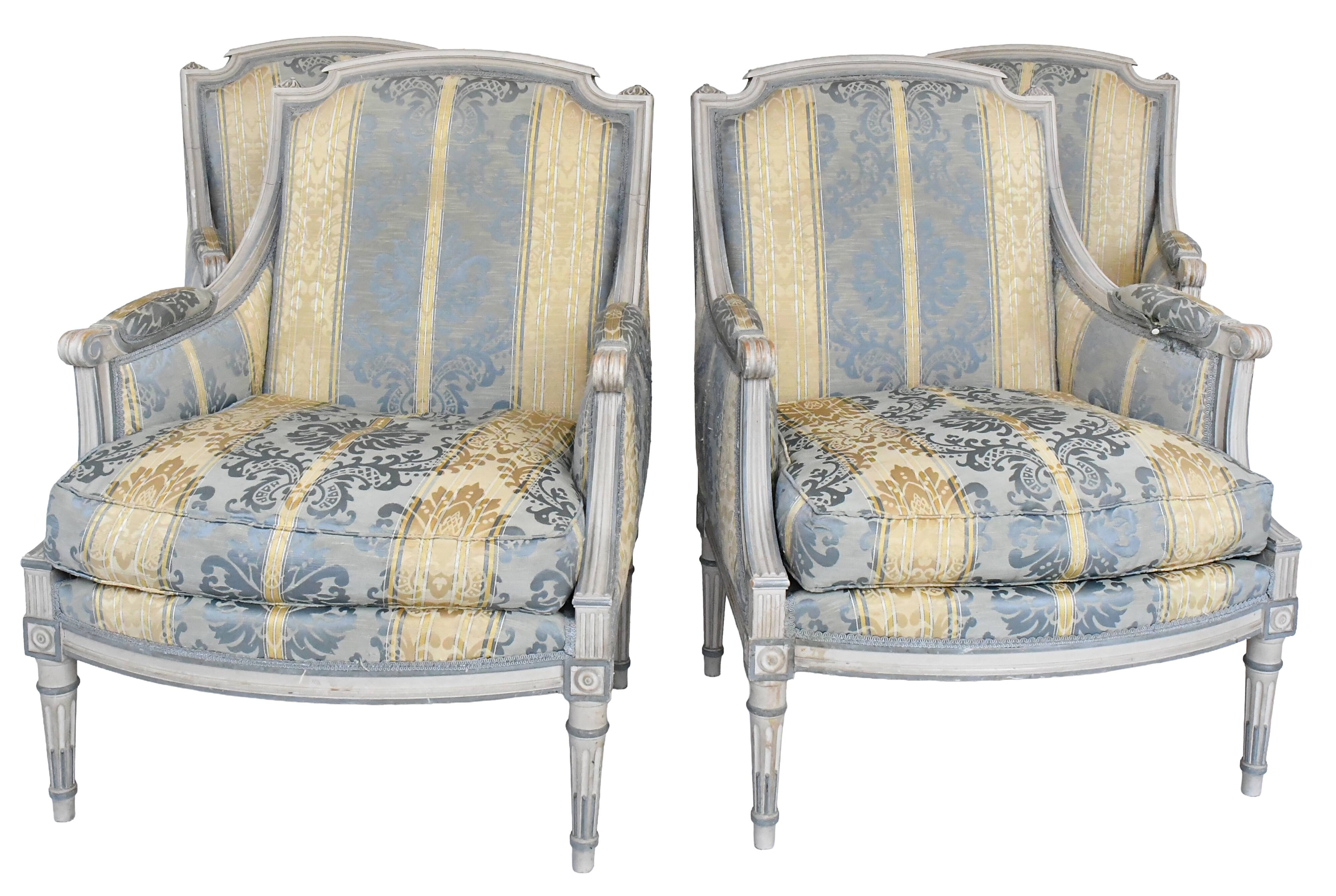 Set of 4 Louis XVI style bergère armchairs