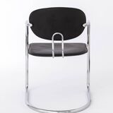 Effezeta chair, tubular chrome structure and black faux leather, made in Italy.