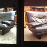 Paire de fauteuils design cuir buffle