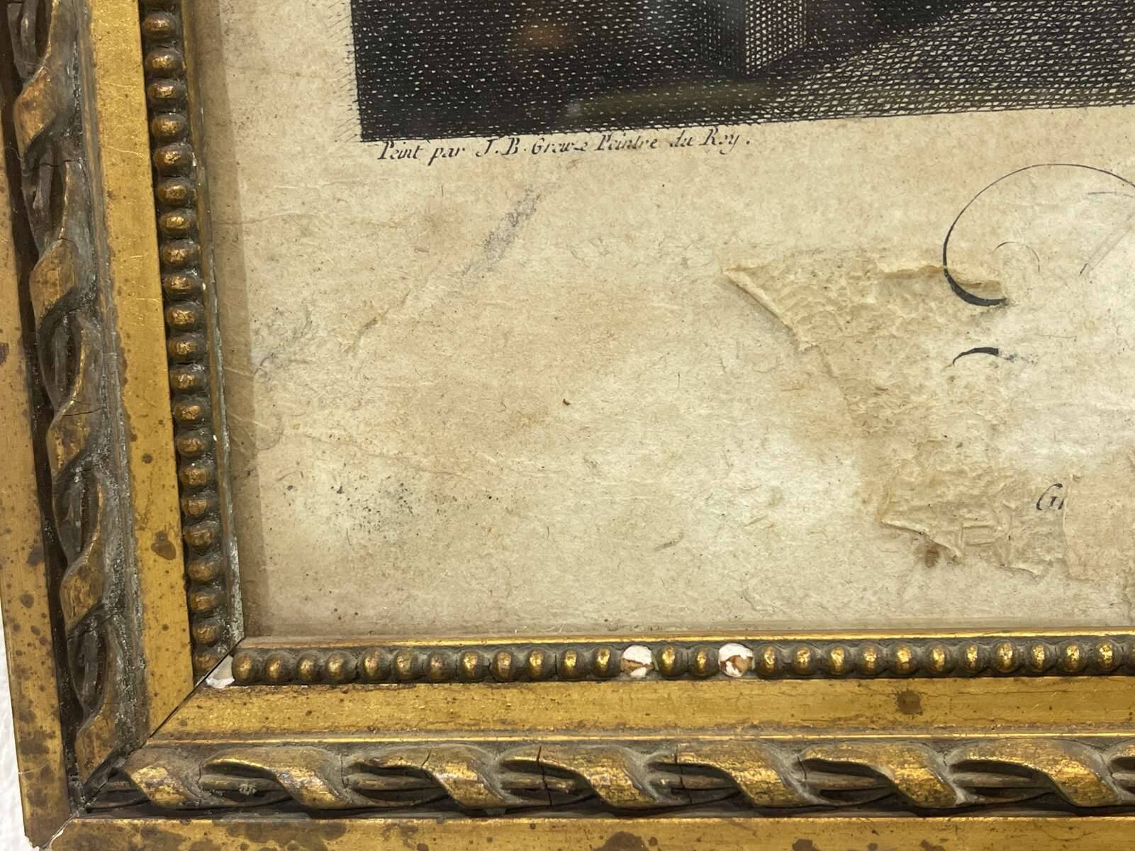 18th-century engraving: THE VILLAGE BRIDAL WOMAN by Greuze and Flippart