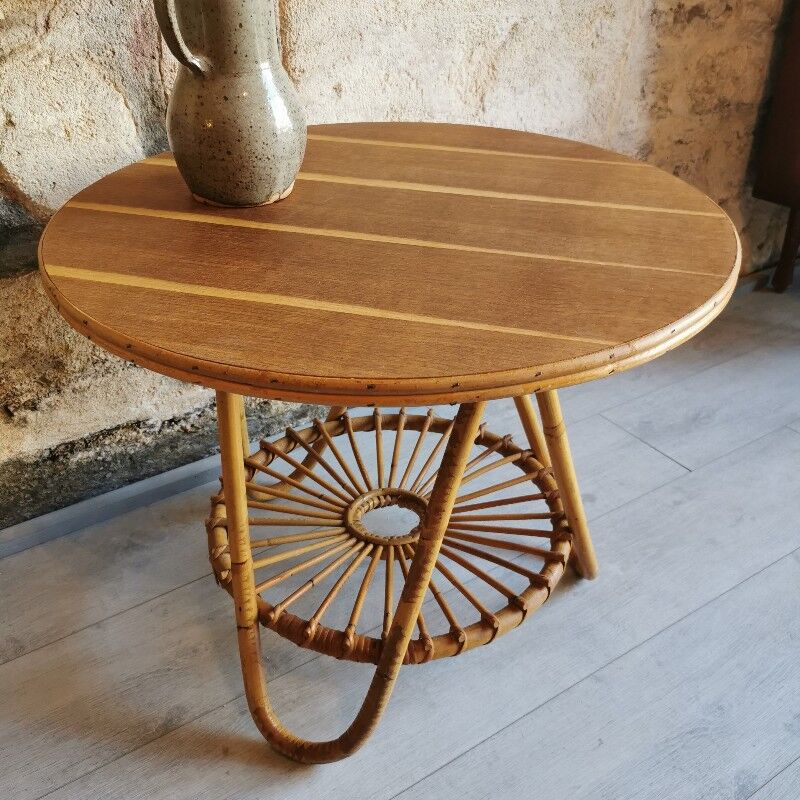 Vintage rattan coffee table