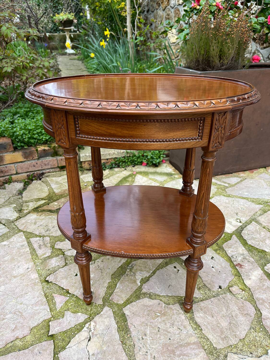 Small carved wooden table
