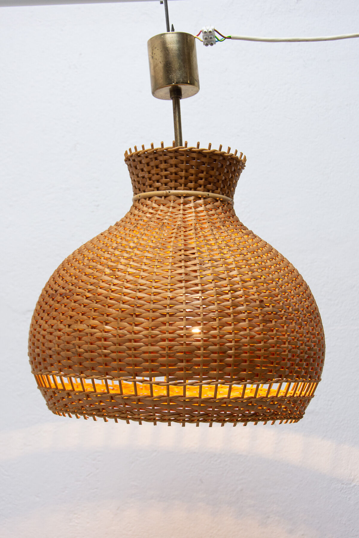 Mid century wicker hanging chandelier by ULUV, 1960´s