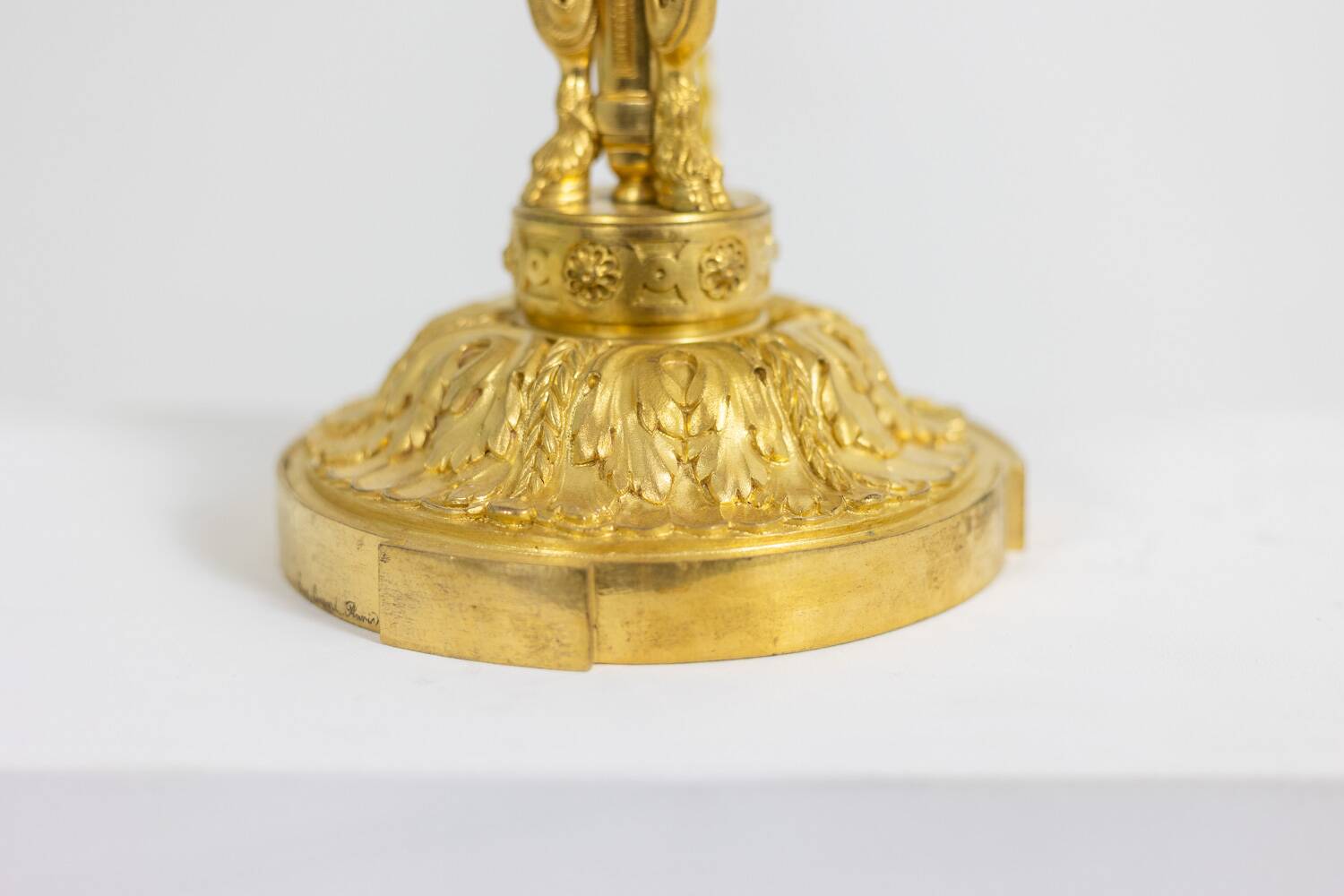 Eugène Bazart Paris. Gilded bronze hot water bottle lamp. Circa 1880.