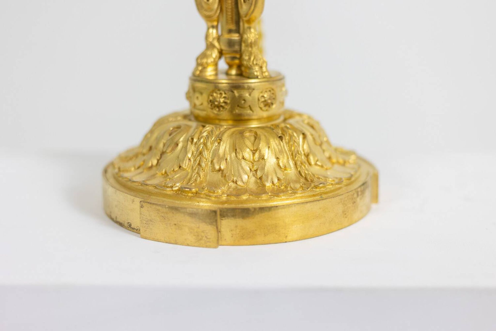 Eugène Bazart Paris. Gilded bronze hot water bottle lamp. Circa 1880.