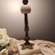 Retro chic living room lamp in white marble and brass