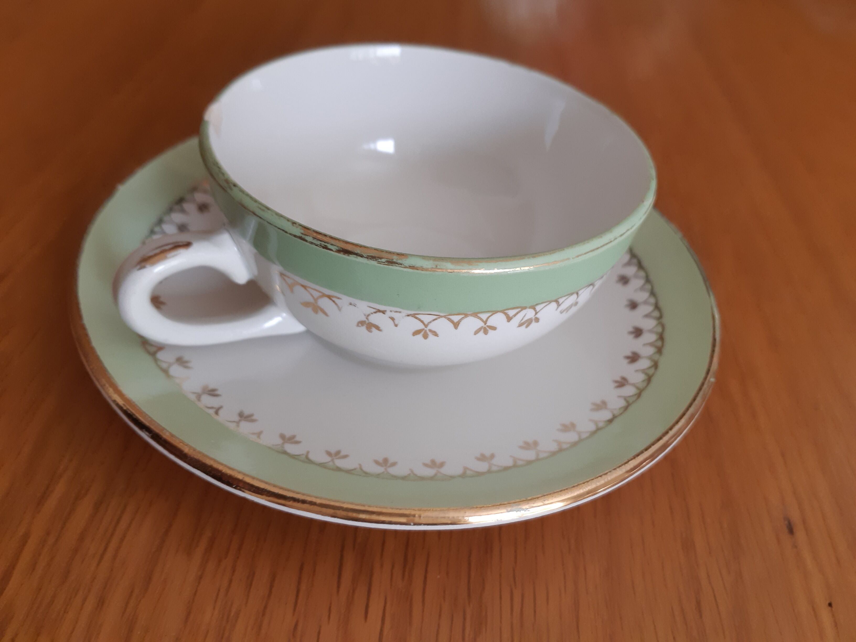 Coffee cups earthenware of Saint Amand , iron earth , Sarreguemines , vintage French , s