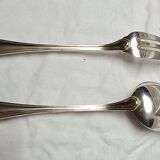 Spoon and fork to serve in silver metal of christofle model "spatours"
