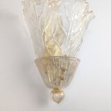 Pair of Barovier & Toso Murano Foglia d’Oro wall sconces, 1980s